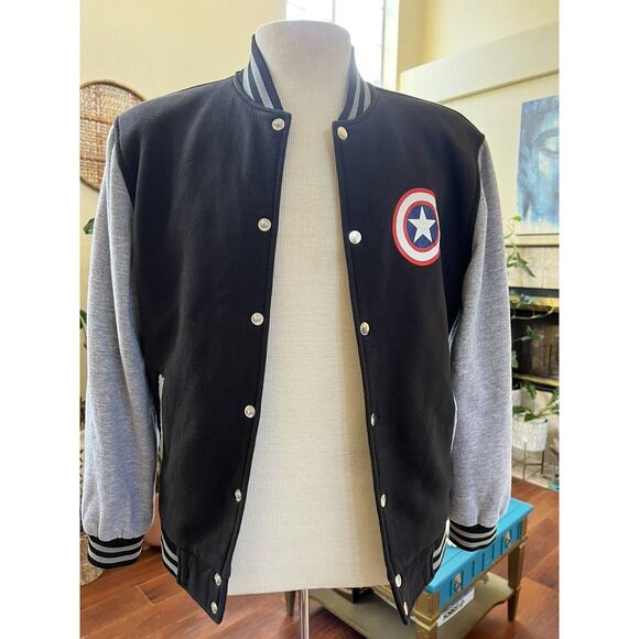 Men's Varsity Bomber Jacket Baseball Captain America Blue Size S Jacket - Picture 6 of 8